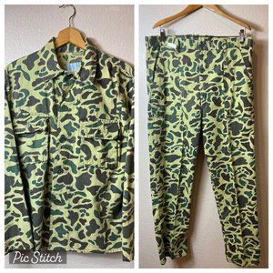 VTG 60’s Crown King Gold Label Camo Hunting Set - Pants 36x30 L/S Coat Large